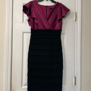 Melrose Purple & Black Dress with Flutter Sleeves